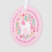 孫娘ユニコーン花かわいいピンク オーナメント (正面)