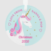 孫娘ユニコーン金ゴールドグリッタースターズアクア オーナメント (裏面)