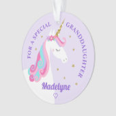 孫娘ユニコーン金ゴールドグリッタースターズパープル オーナメント (正面)