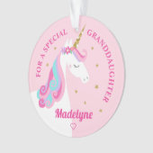孫娘ユニコーン金ゴールドグリッタースターズピンク オーナメント (正面)