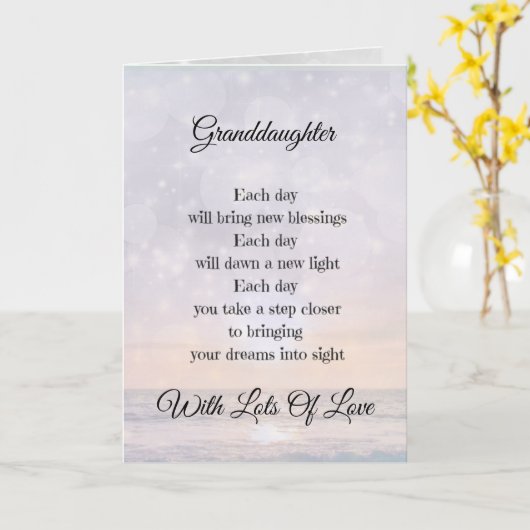 孫娘勇気付けられる詩デザイン挨拶 カード (黄色い花)