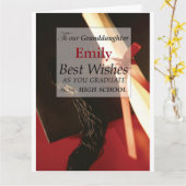 孫娘名前をカスタムする、エミリー、高校の卒業生 カード (黄色い花)