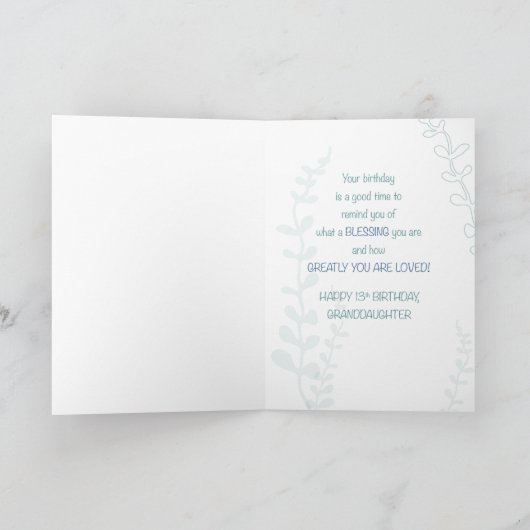 孫娘宗教的13誕生日手描き カード (内部)