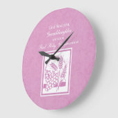孫娘第1回同窓、ピンク ラージ壁時計 (傾斜)