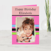 孫娘素晴らしにフォトピンクの誕生日を追加 カード (正面)