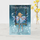 孫娘素晴らしハッピーバースデーかわいい妖精 カード (黄色い花)