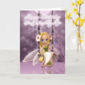 孫娘素晴らしハッピーバースデーかわいい妖精on f カード (黄色い花)