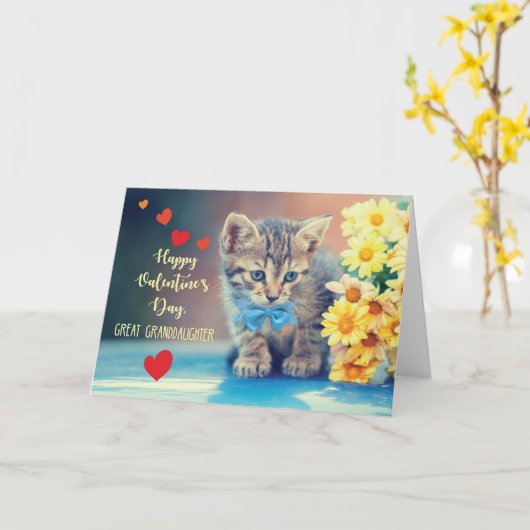 孫娘素晴らしラブバレンタインキットンデイジー カード (黄色い花)