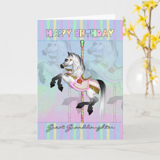 孫娘素晴らし回転木馬誕生日カード – 貼り付け カード (黄色い花)