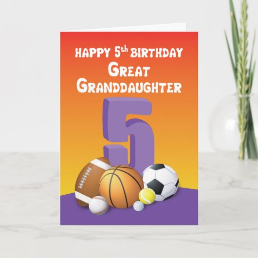 孫娘素晴らし第5誕生日スポーツボール カード (正面)