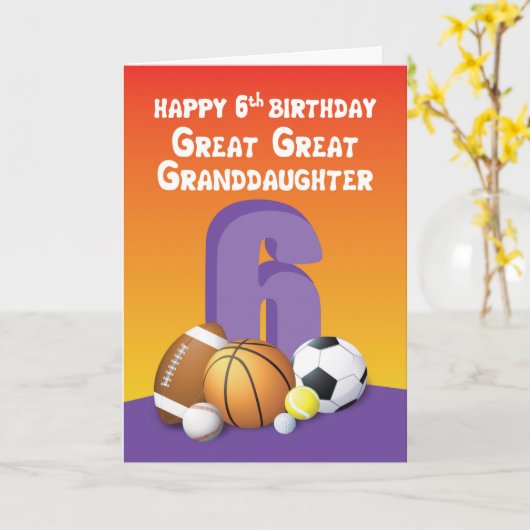 孫娘素晴らし第6素晴らし誕生日スポーツボール カード (黄色い花)