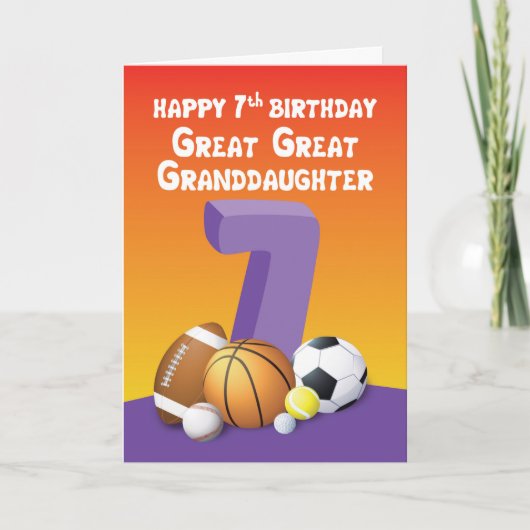 孫娘素晴らし第7誕生日スポーツ素晴らしボール カード (正面)
