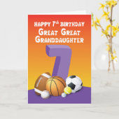 孫娘素晴らし第7誕生日スポーツ素晴らしボール カード (黄色い花)