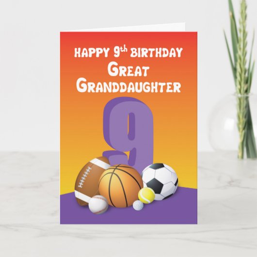 孫娘素晴らし第9誕生日スポーツボール カード (正面)