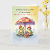 孫娘素晴らし誕生日かわいいカエル カード (黄色い花)