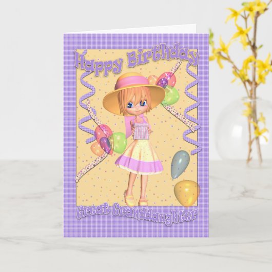 孫娘素晴らし誕生日カード – かわいいリトルギ カード (黄色い花)