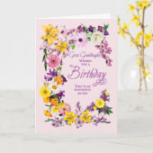 孫娘素晴らし誕生日花枠カード カード (黄色い花)