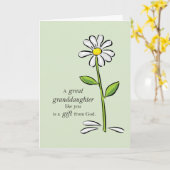 孫娘素晴らし誕生日、宗教的なグリーンディス カード (黄色い花)
