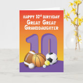 孫娘素晴らし10素晴らし番目の誕生日スポーツボール カード (黄色い花)