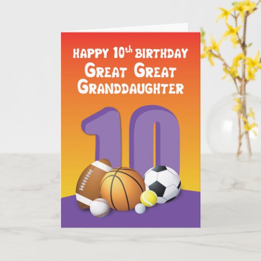 孫娘素晴らし10素晴らし番目の誕生日スポーツボール カード (黄色い花)