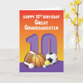 孫娘素晴らし10誕生日スポーツボール カード (黄色い花)