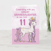 孫娘素晴らし11誕生日ピンクユニコーン カード (正面)