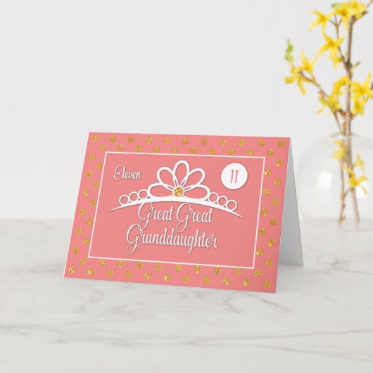 孫娘素晴らし11誕生日素晴らしと王冠 カード (黄色い花)