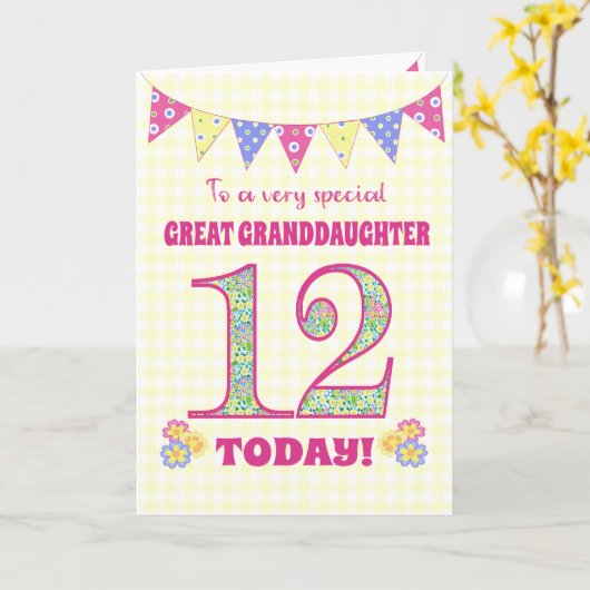 孫娘素晴らし12th誕生日プリムローゼスカード カード (黄色い花)