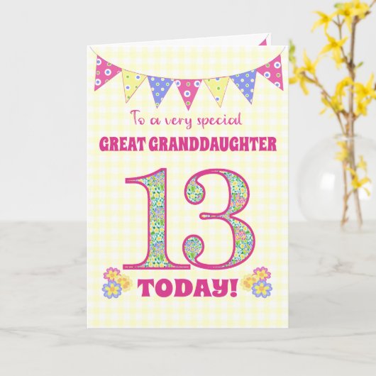 孫娘素晴らし13th誕生日プリムローゼスカード カード (黄色い花)