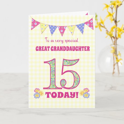 孫娘素晴らし15th誕生日プリムローゼスカード カード (黄色い花)