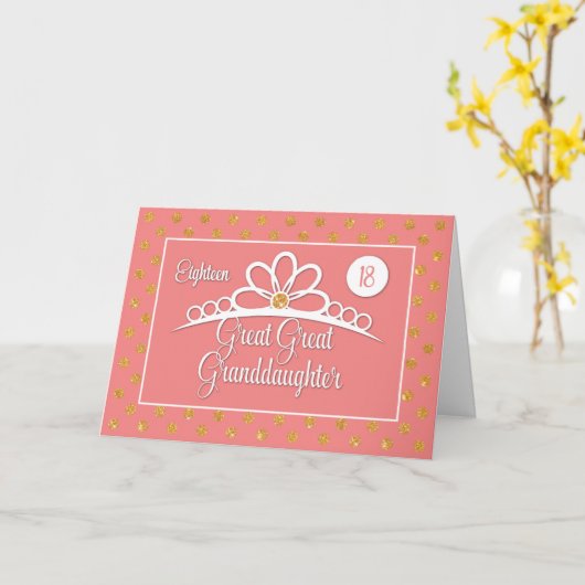 孫娘素晴らし18素晴らし番目の誕生日と王冠 カード (黄色い花)