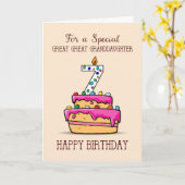 孫娘素晴らし7素晴らし番目の誕生日、スウィートケーキ カード (黄色い花)