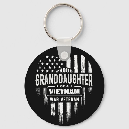孫娘誇りを持ったベトナムベットベットグランドパ退役軍人 キーホルダー (正面)
