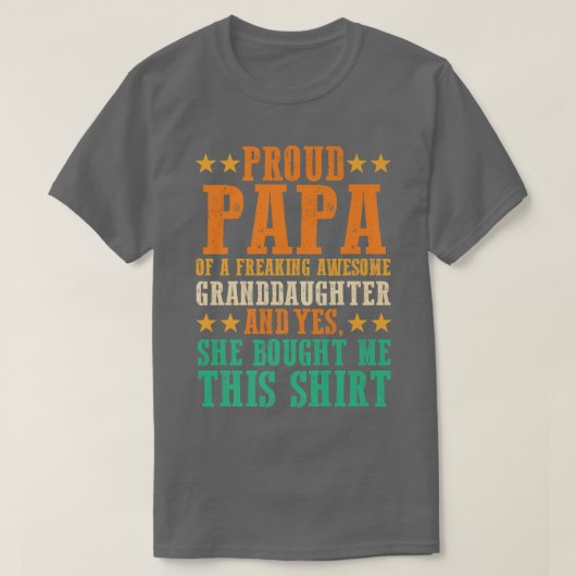 孫娘誇りを持った祖父のメンズパパ Tシャツ (デザイン正面)