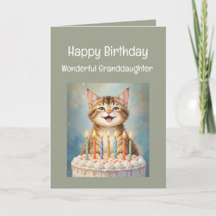 孫娘誕生日おもしろい猫が微笑む カード