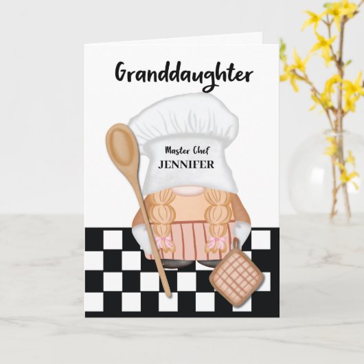 孫娘誕生日お洒落格言シェフ調理師 カード (黄色い花)