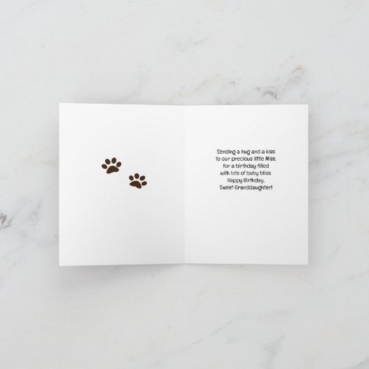 孫娘誕生日とガールベアとカップケーキ カード (内部)