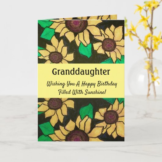 孫娘誕生日サンシャインサンフラワーズ カード (黄色い花)