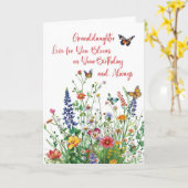 孫娘誕生日ラブイン開花ワイルドフラワー カード (黄色い花)