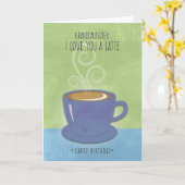 孫娘誕生日、私はあなたを愛するラテ、コーヒー カード (黄色い花)