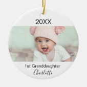 孫娘1ベビー写真祖父母 セラミックオーナメント (正面)