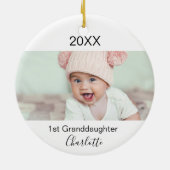 孫娘1ベビー写真祖父母 セラミックオーナメント (裏面)