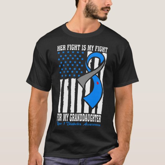 孫娘1型糖尿病認識度USA国旗 Tシャツ (正面)
