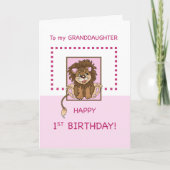 孫娘1歳の誕生日かわいいライオン カード (正面)