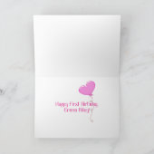 孫娘1歳の誕生日の写真カード カード (内部)