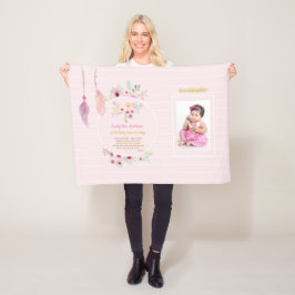 孫娘1歳の誕生日PHOTO POSAL NAME & Date フリースブランケット