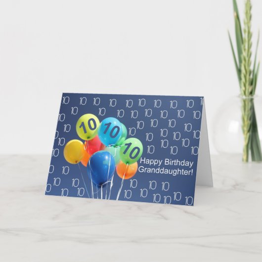 孫娘10歳の誕生日の色気球 カード (正面)