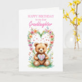 孫娘10歳テディベア カード (黄色い花)