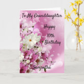孫娘10誕生日ピンクと白の花 カード (黄色い花)