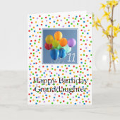 孫娘11thハッピーバルーン誕生日 カード (黄色い花)